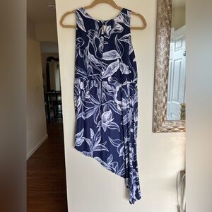 Soma Asymmetrical Navy Floral Blouse